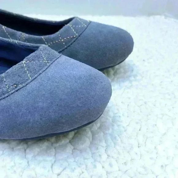 Lands End Dory Blue/Gray Suede Rounded Toe Comfort Walking Ballet Flats Size 7 - Picture 2 of 12
